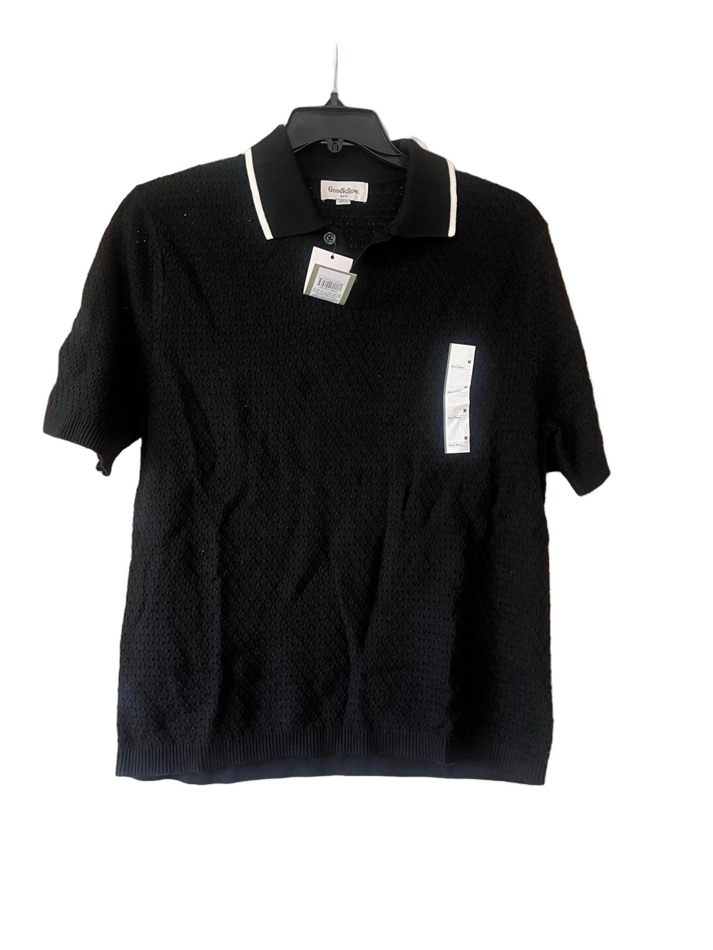 Goodfellow & Co Black Short-Sleeve Polo with White Collar Piping